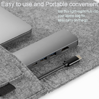 Portable USB C 5 Ports Hub Type-c to Rj45 HD 2*USB3.0 and 5 in 1 Adapter Cable